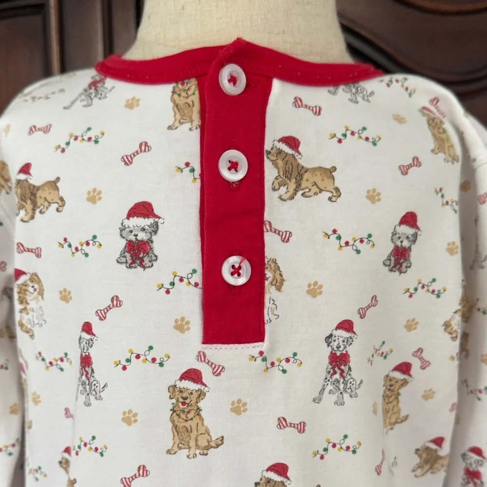 La Luna Christmas Dog Pajamas 4T Pima Cotton Holiday PJ Set Kids 2 Piece
